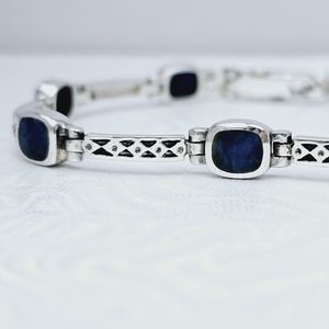 SALE Silpada Sterling Silver Sodalite Stone Aztec Link Bracelet B1255